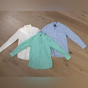 Vineyard Vines 3 large (16)boy button-down shirts brand whale logo LOT Set all 3